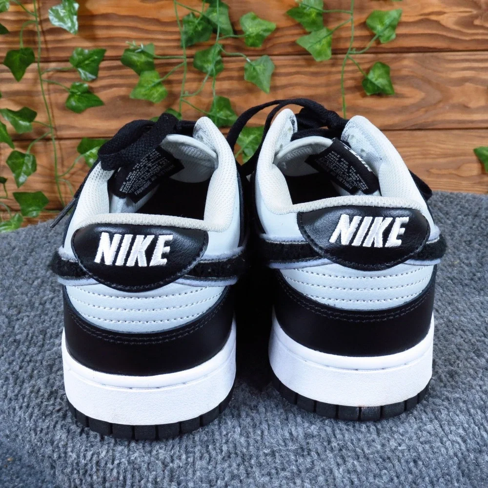 Nike Dunk Low Chenille Swoosh Men Shoes Sz 12.5 Lifestyle Black White DQ7683-001